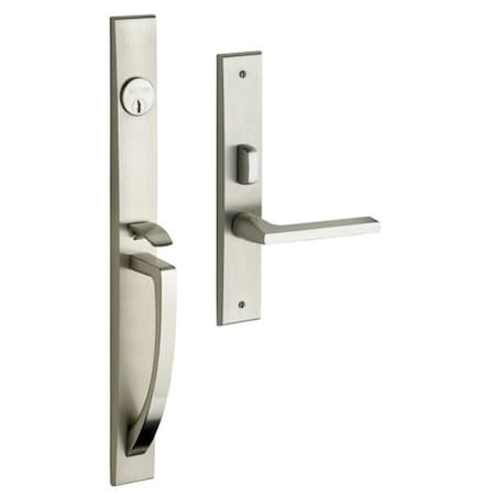 Baldwin Double Cylinder Entry Handlesets Lifetime Satin Nickel 6966.056.RDBL